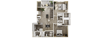 a 3d rendering of a floor plan of a house