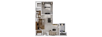 a drawing of a floor plan with a bedroom and living room