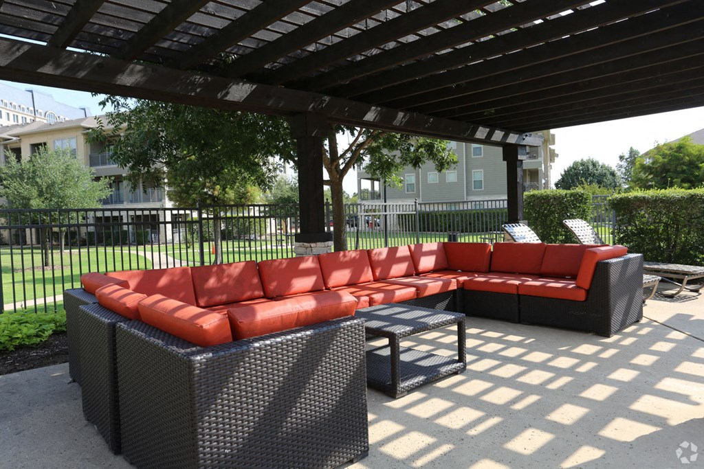 Pergola and sitting area at pool