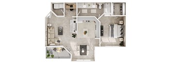 a floor plan of a house with a bedroom and a living room