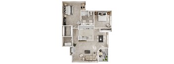 a floor plan of a studio apartment with a bedroom and a living room
