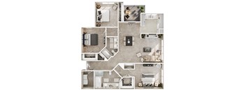 a floor plan of a house with bedrooms and a living room