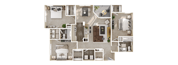 a floor plan of a house with furniture and a living room