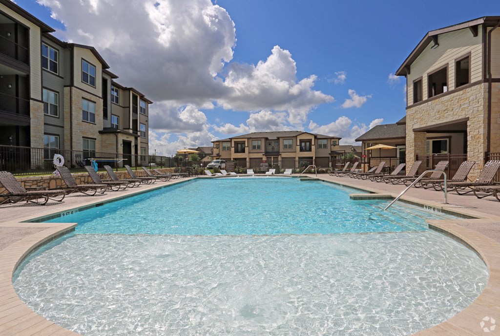 Pool view standing by pool