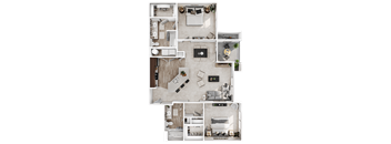 a 3d rendering of a floor plan of a house