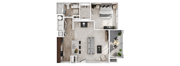 a floor plan of a house with a bedroom and a living room