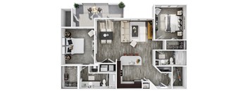 the 1 bedroom floorplan of a 1 bedroom apartment with roommates