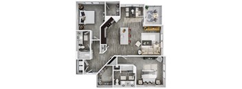 the 1 bedroom floor plan of a 3 bedroom apartment at the
