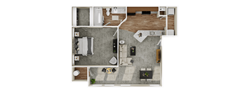 a floor plan of a house with a bedroom and a living room