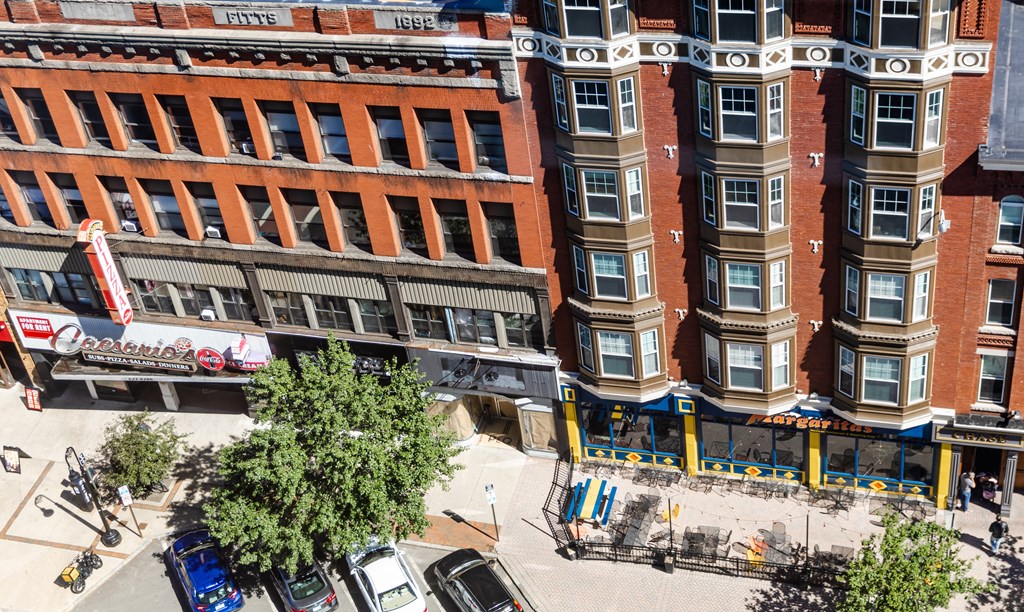 a view of the street from above