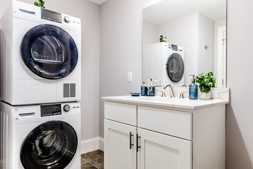 a washer and dryer in a laundry room