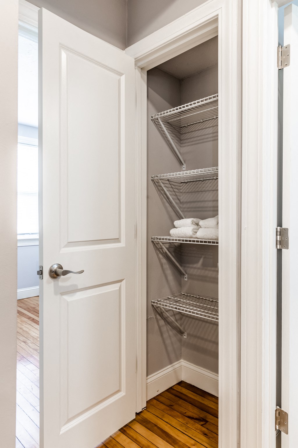 a walk in closet in a 555 waverly unit