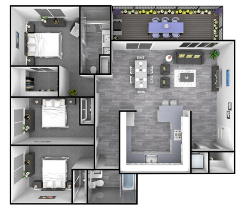 a floor plan of a two bedroom apartment with two bathrooms and a balcony