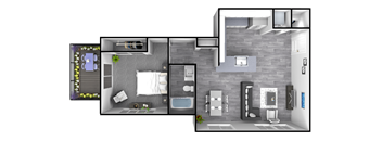 a floor plan of a small apartment with a bathroom and a bedroom