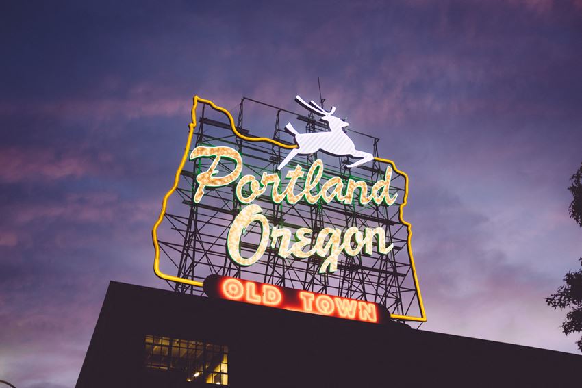 a neon sign for the sign at night