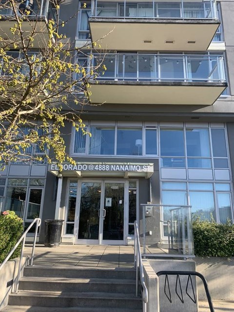 The entrance to a building with the name El Dorado on it.