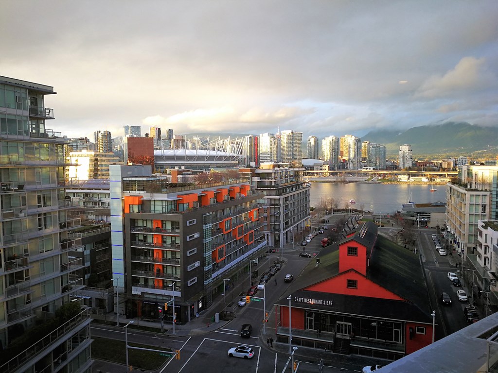 a view of the city from the roof of a building