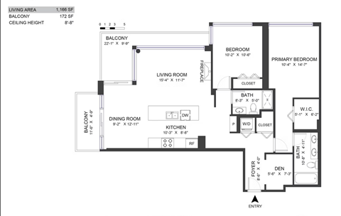 a floor plan of a house with a bedroom and a living room