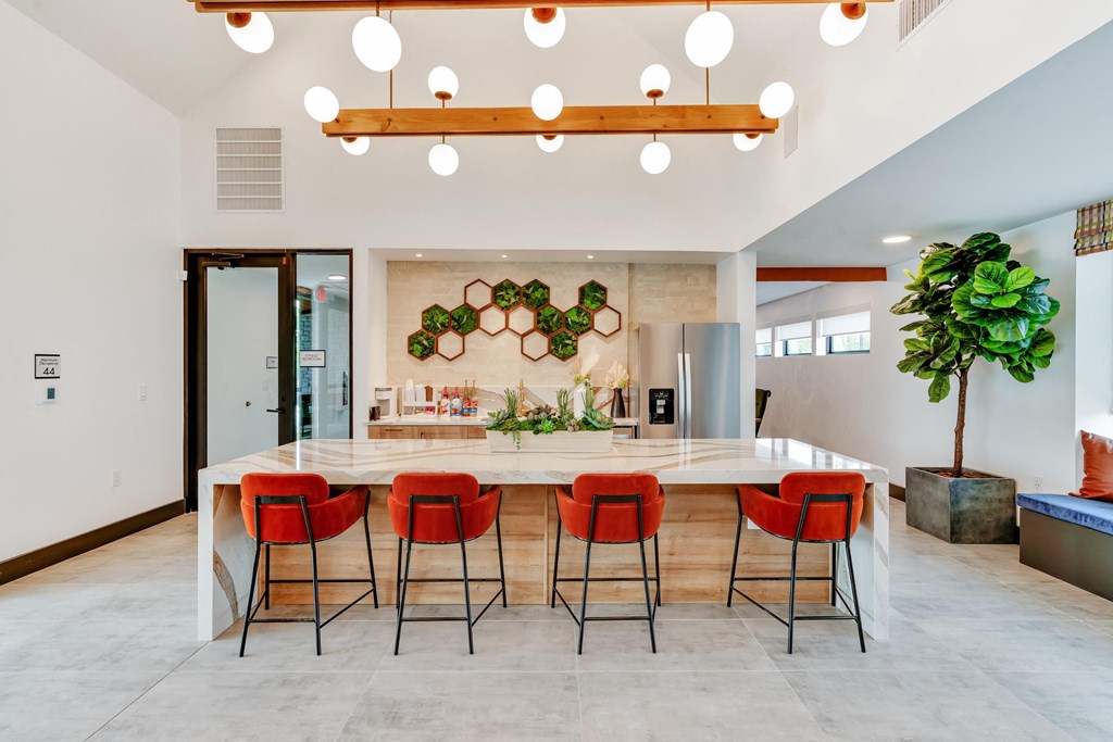 Resident Lounge in the office with bar seating