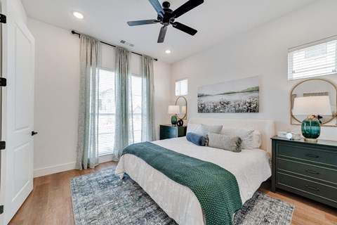 bedroom with king sized bed and bedside tables