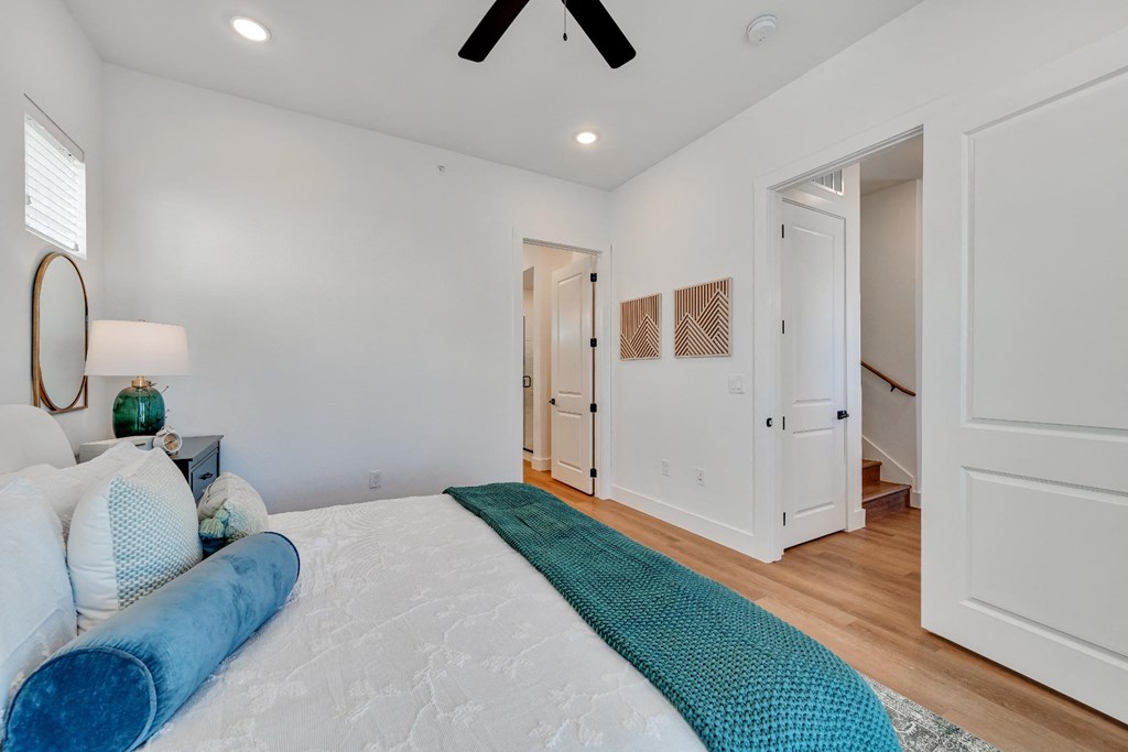 bedroom with king sized bed and bedside tables