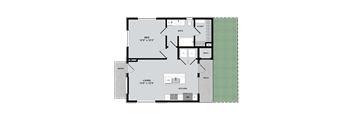 One-bed floorplan with private yard
