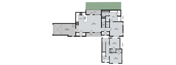 two-story, three-bedroom floorplan with private yard