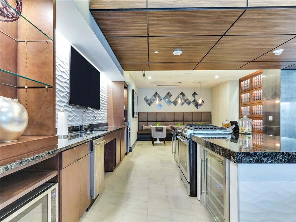 Community clubroom with catering kitchen.