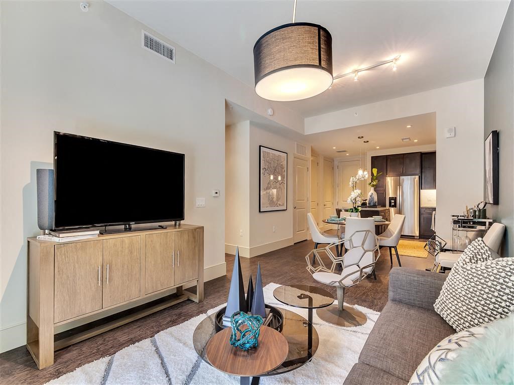 Living room with hardwood floor