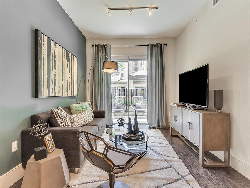 one bedroom apartment. Living room space