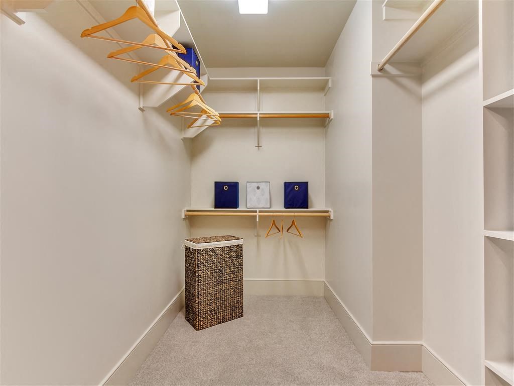 Closets with builtin storage.