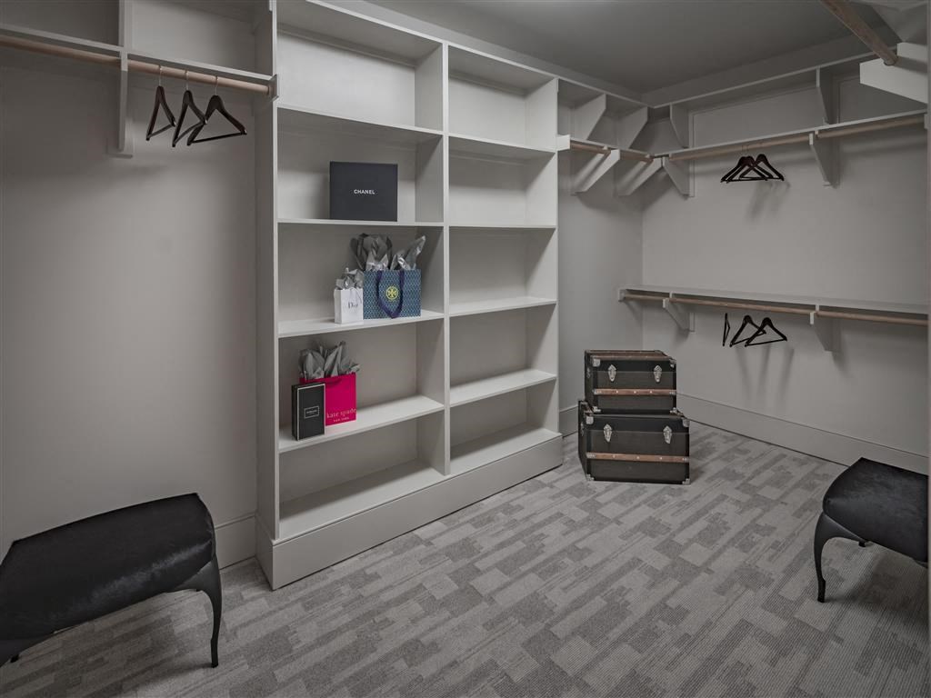 Walk-in closet with shelves