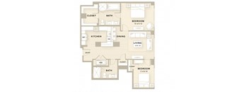 spacious 2x2 with open kitchen