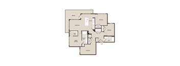 A floor plan of a house with a living room, dining room, kitchen, and multiple bedrooms.