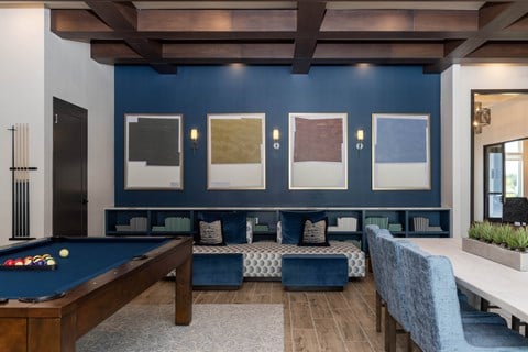 Clubroom Seating Area with Billiard Table