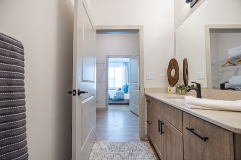 Bathroom with Granite Finish Countertop