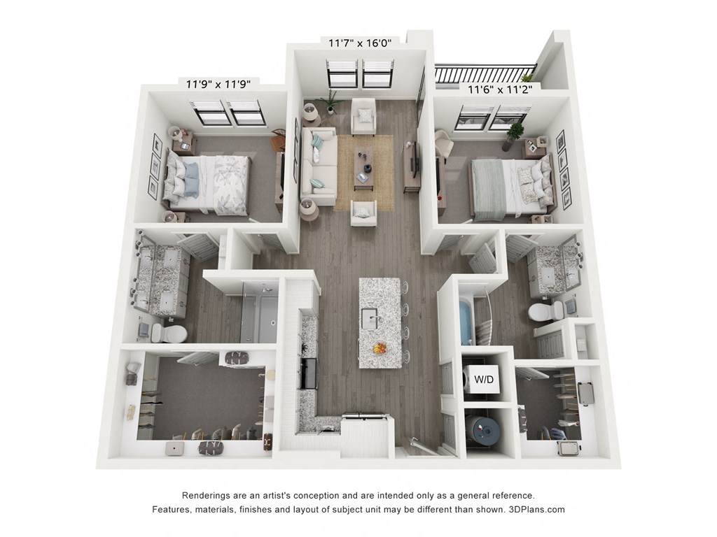 a 3d floor plan of a home with a bedroom