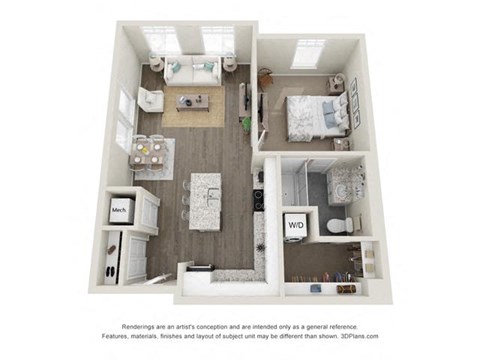 A1 Floor Plan at The Harrison, North Carolina, 28801