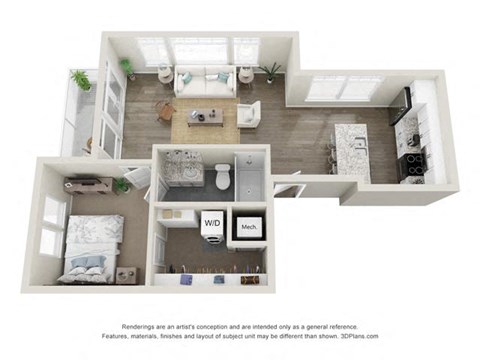 A2 Floor Plan at The Harrison, Asheville, NC, 28801