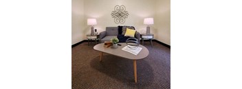 a living room with a couch and a coffee table