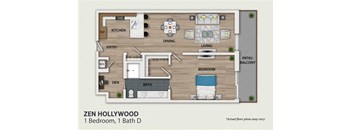 a floor plan of a room with a bathroom and a bedroom