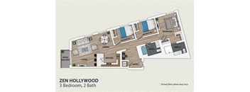 three bedroom floor plan  the residences at