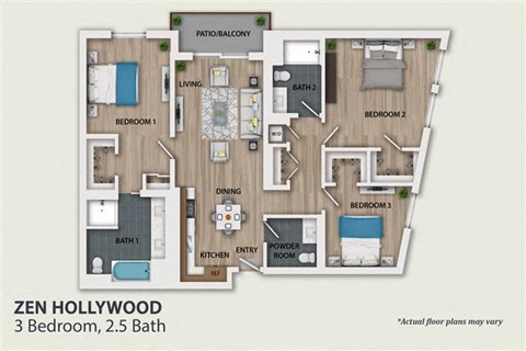 the diamante floor plan  3 bedroom 3 baths