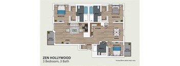 3 bedroom floor plan  the residences at