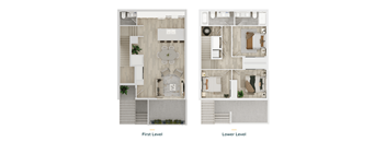 a comparison of first level and lower level floor plans