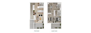 a comparison of first level and lower level floor plans