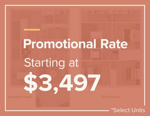 A sign that says Promotional Rate Starting at $3,497.