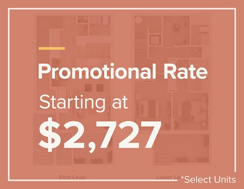 A sign that says Promotional Rate Starting at $2,727.