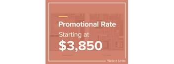 A sign advertising a promotional rate of $3,850, with options for second and third level.