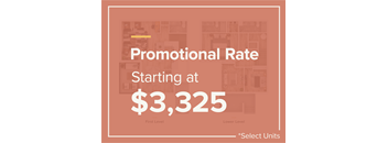 A sign advertising a promotional rate of $3,325.
